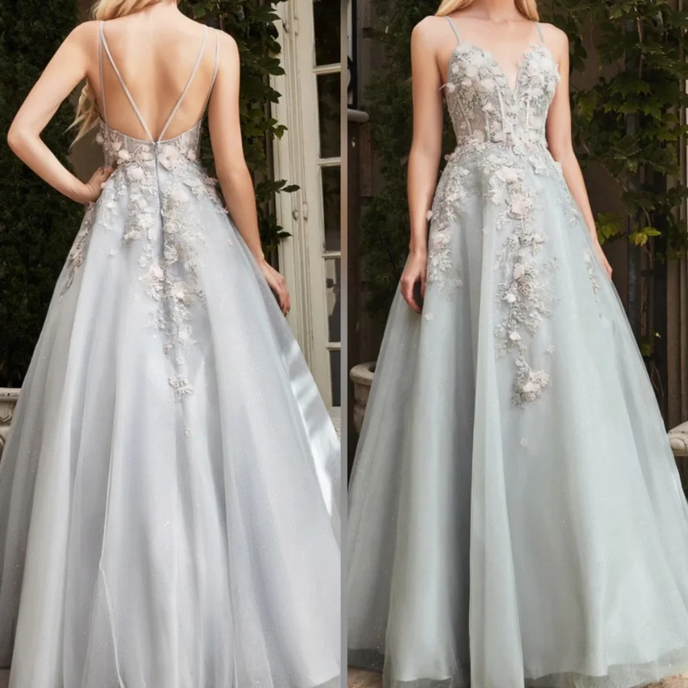 Sage green sparkly a line ball gown or non traditional wedding dress - Picture 4 of 6